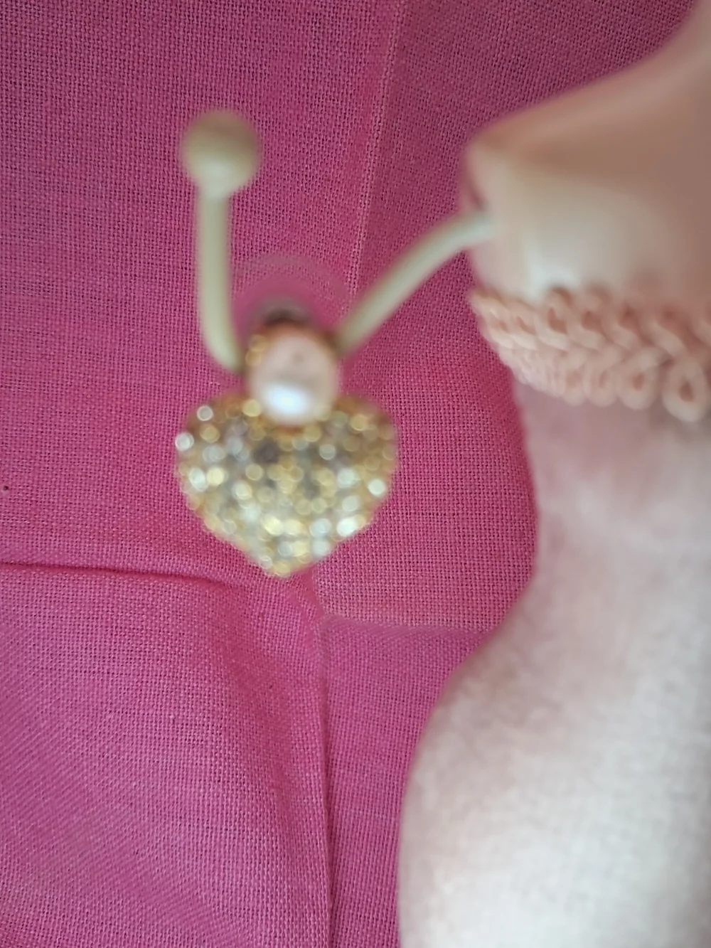 Vintage Chic  Goldtone Pave Crystal Heart & Faux Pearl Stud Earrings